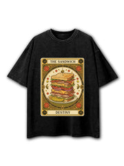 The Sandwich Destiny Funny Tarot Card Washed T-Shirt