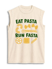 EAT PASTA RUN FASTA Vintage Washed Cotton Tank Top