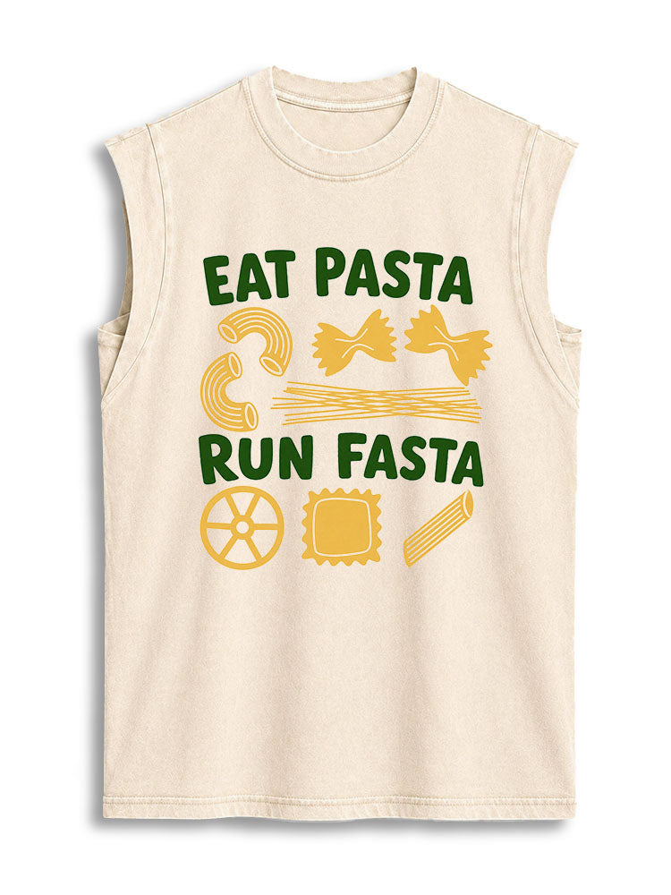 EAT PASTA RUN FASTA Vintage Washed Cotton Tank Top