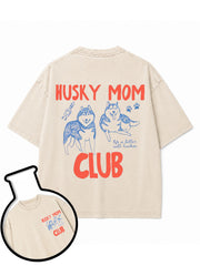 HUSKY MOM CLUB Washed T-Shirt