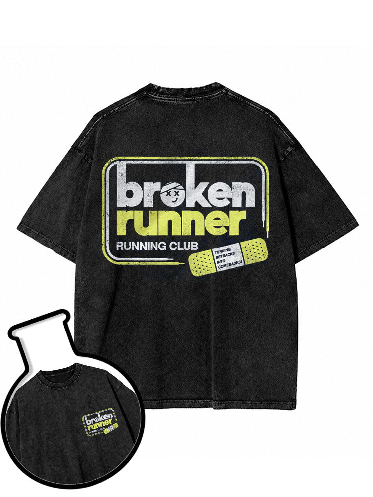 broken runner RUNNING CLUB Washed T-Shirt