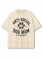 Anti-Social Dog Mom Washed T-Shirt