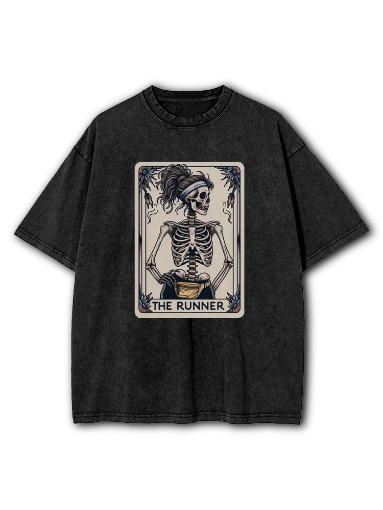 Running Tarot Card Washed T-Shirt