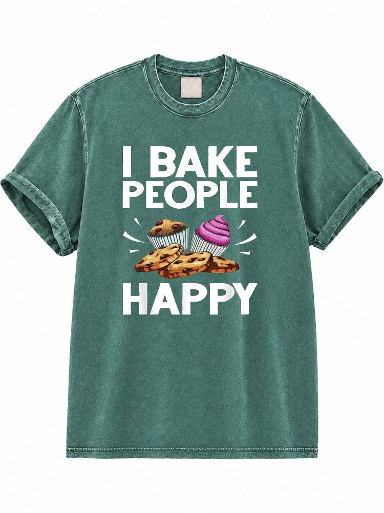 I Bake People Happy Washed T-Shirt