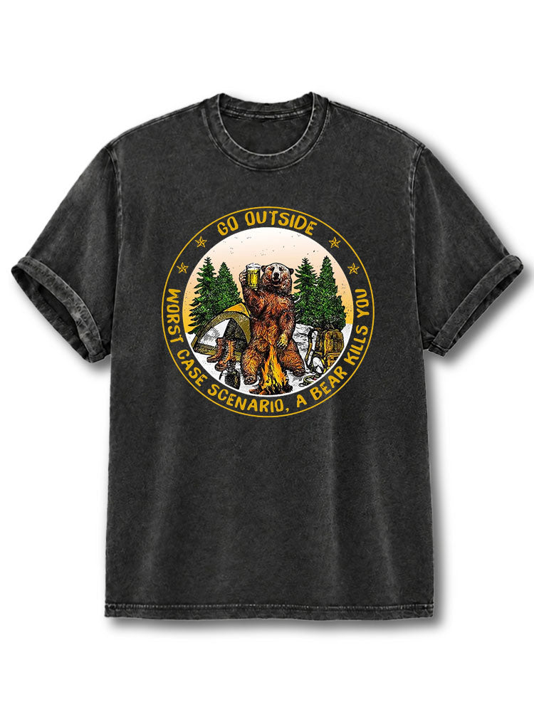 Worst Case Scenario a Bear Kills You Washed T-Shirt