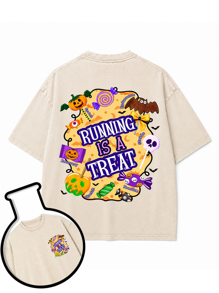 RUNNING IS A TREAT Washed T-Shirt