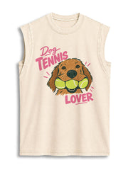 Dog TENNIS LOVER Vintage Washed Cotton Tank Top