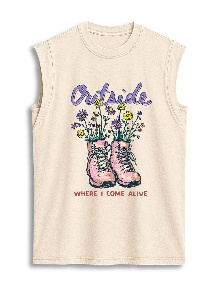 Outside WHERE I COME ALIVE Vintage Washed Cotton Tank Top