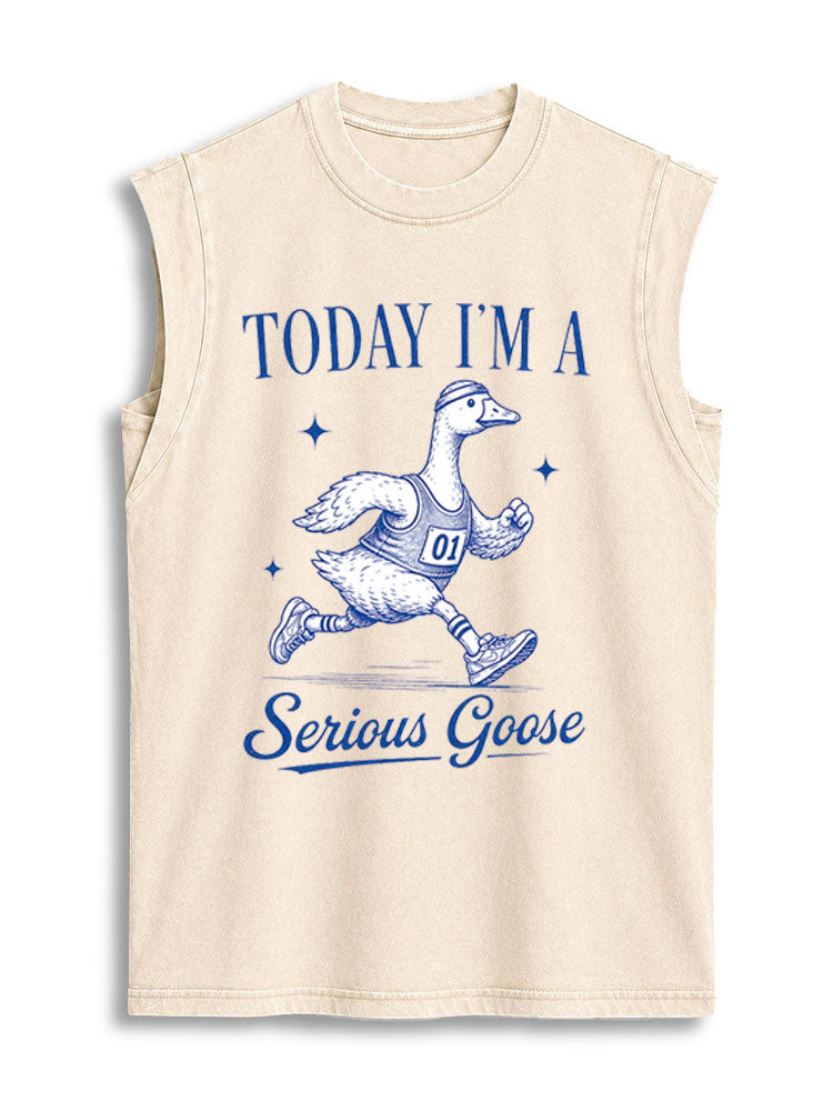 Today I'm A Serious Goose Vintage Washed Cotton Tank Top
