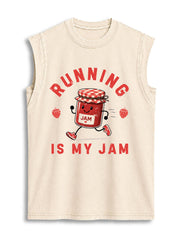 RUNNING IS MY JAM Vintage Washed Cotton Tank Top
