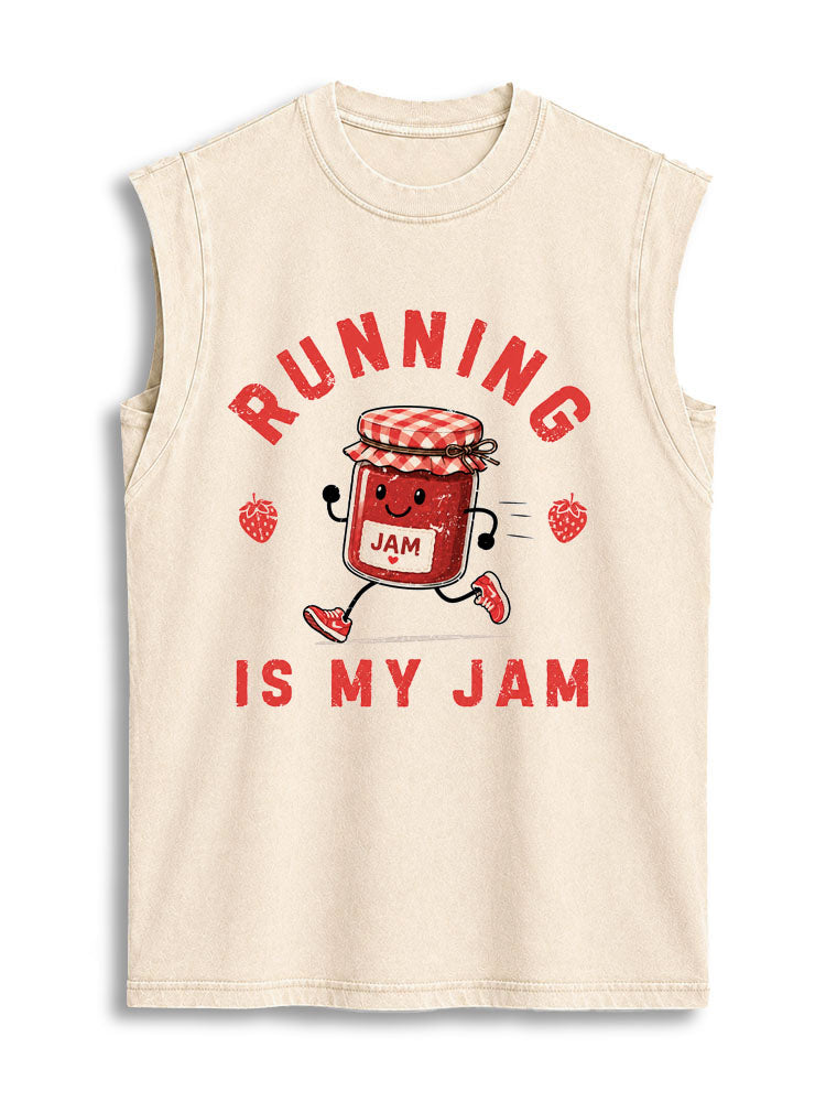 RUNNING IS MY JAM Vintage Washed Cotton Tank Top