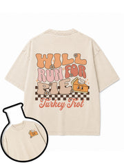 WILL RUN FOR PIE Turkey Trot Washed T-Shirt
