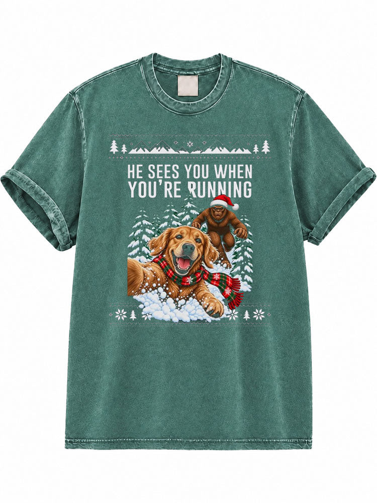 He Sees You When You're Running — Christmas running design