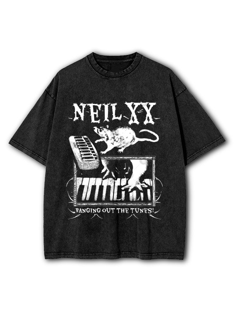 NEILXX BANGING OUT THE TUNES Washed T-Shirt