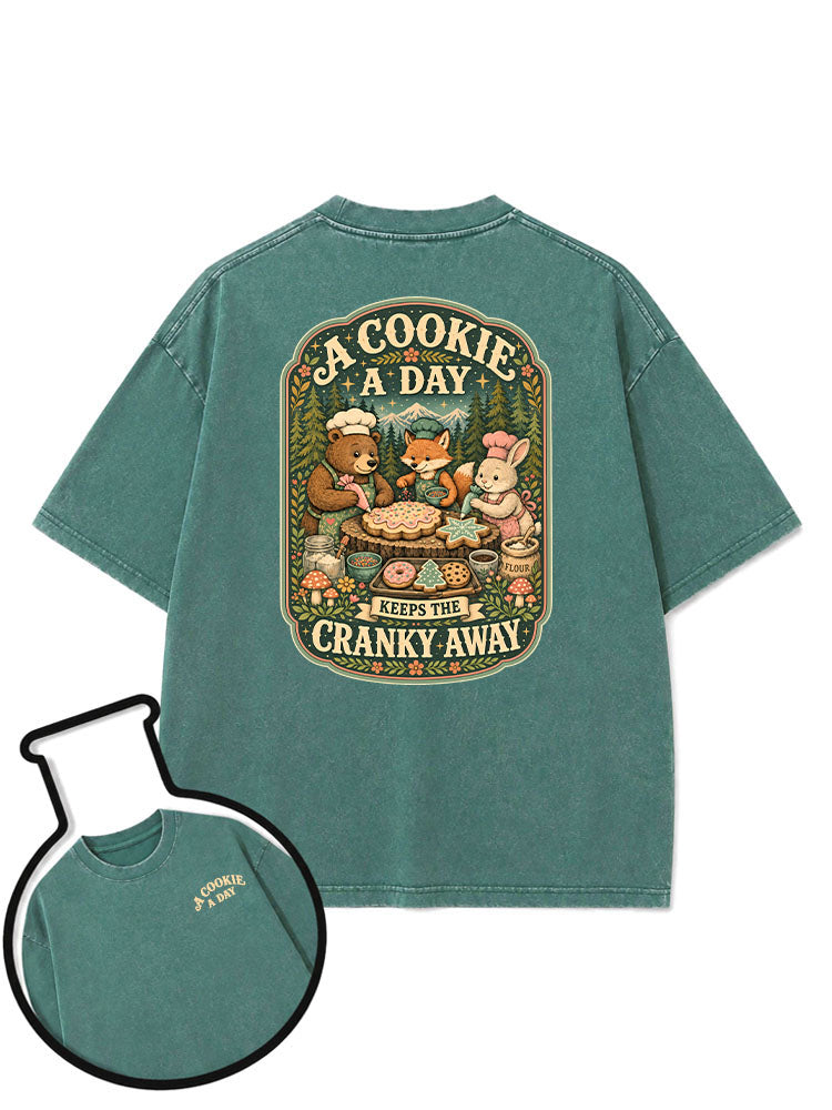 A Cookie A Day Keep Cranky Away Washed T-Shirt
